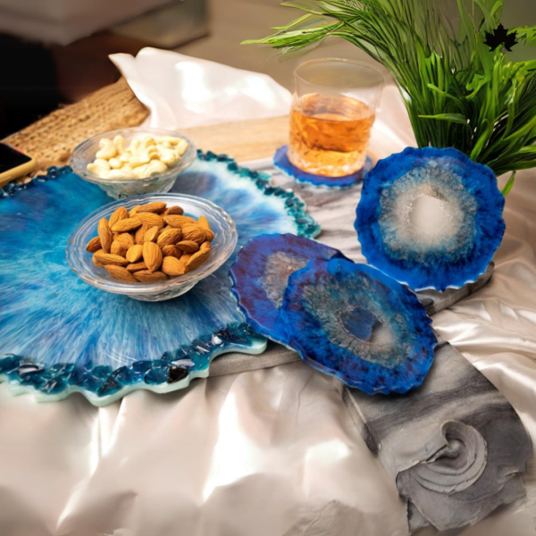 Oceanic Vortex - Artisanal Blue Resin Tableware Collection