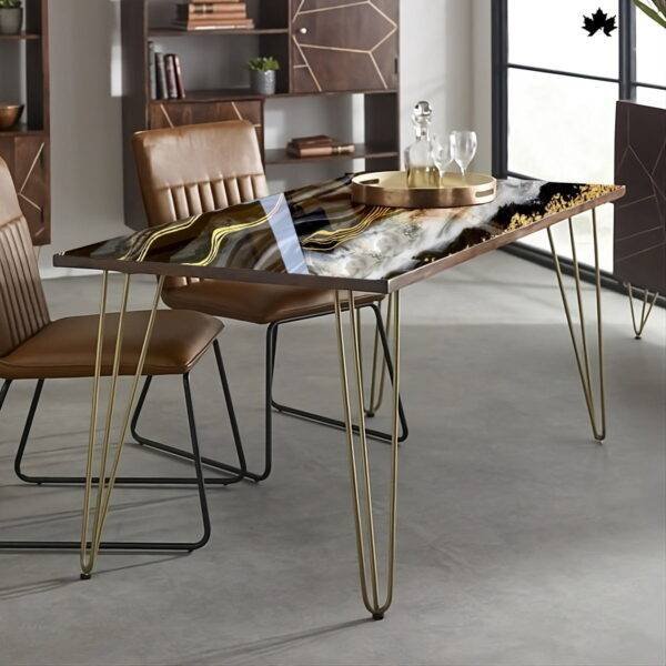 Majestic Marbling Elegance - Artisanal Resin Table