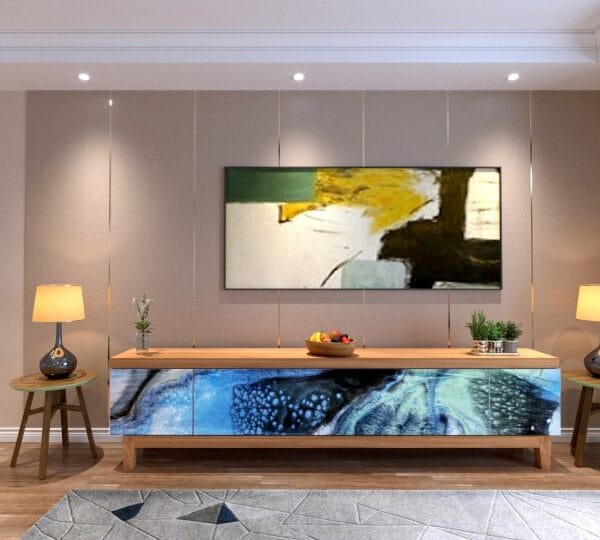 Blue Horizon Designer Cabinet - Modern Art-Inspired Storage Unit for Contemporary Spaces