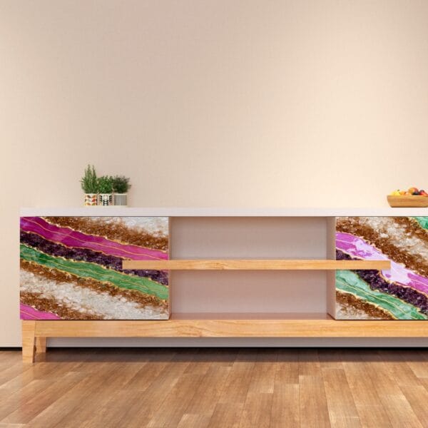Gemstone Symphony Cabinet - Artistic Handcrafted Storage Unit for Modern Homes